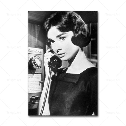 Audrey Hepburn Black White Portraits - Aesthetic Wall Decor