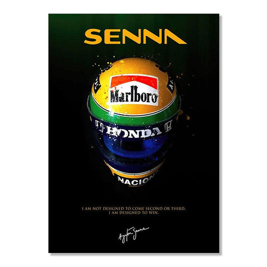 Ayrton Senna Formula 1 Helmet Wall Art Poster - Aesthetic Wall Decor