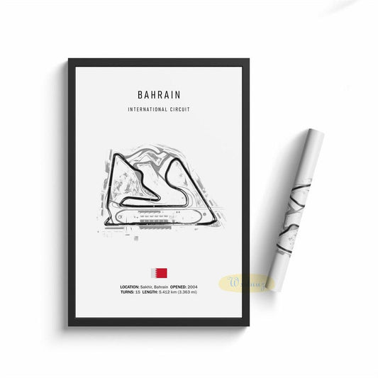 Bahrain Formula 1 Track Motorsport Wall Art Minimalist Poster - Aesthetic Wall Decor