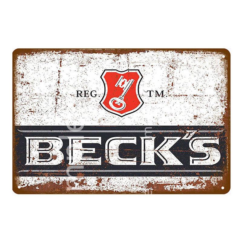 Beck's Vintage Beer Metal Bar Decor Sign - Aesthetic Wall Decor