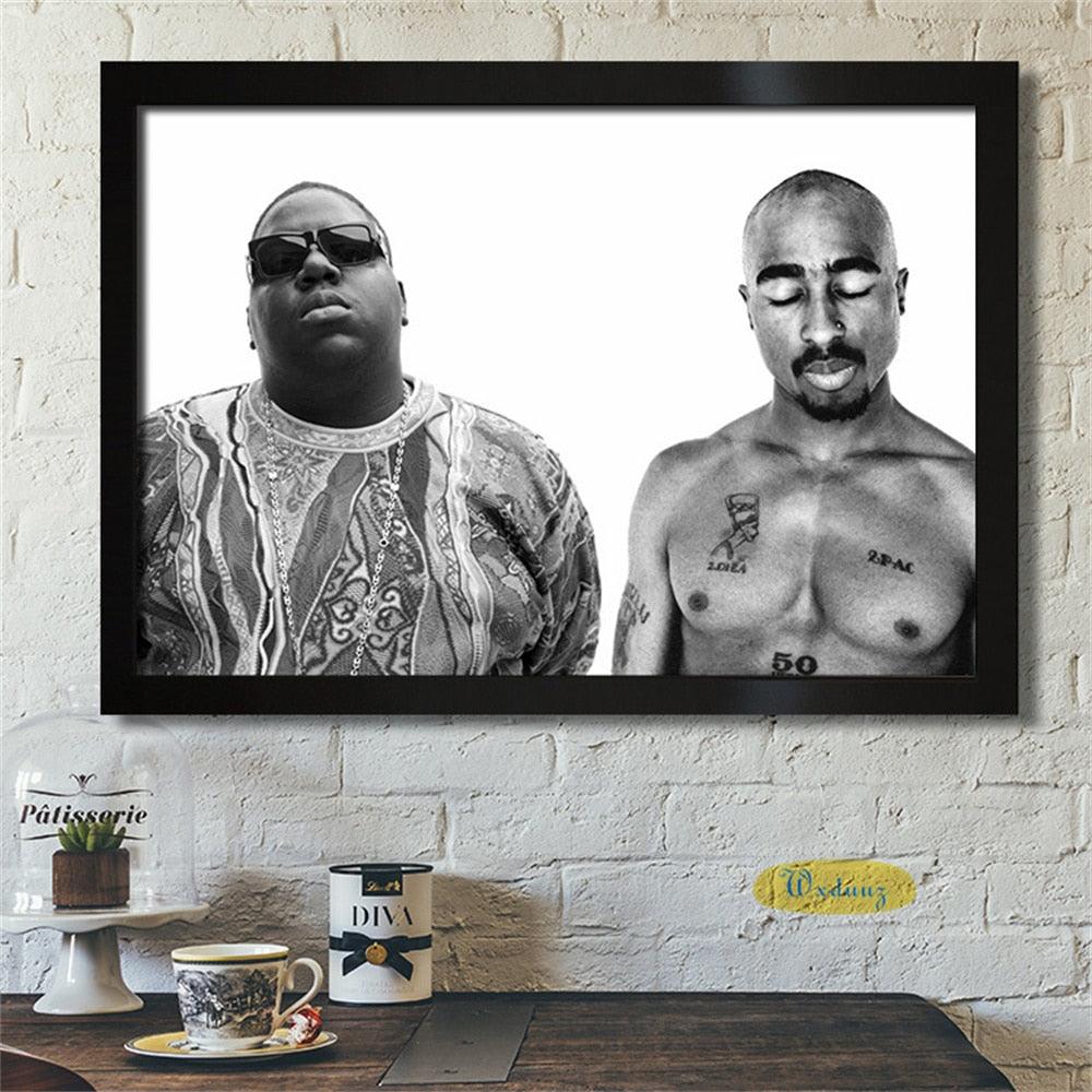 Biggie Smalls Tupac Black and White Rap Poster - Aesthetic Wall Decor
