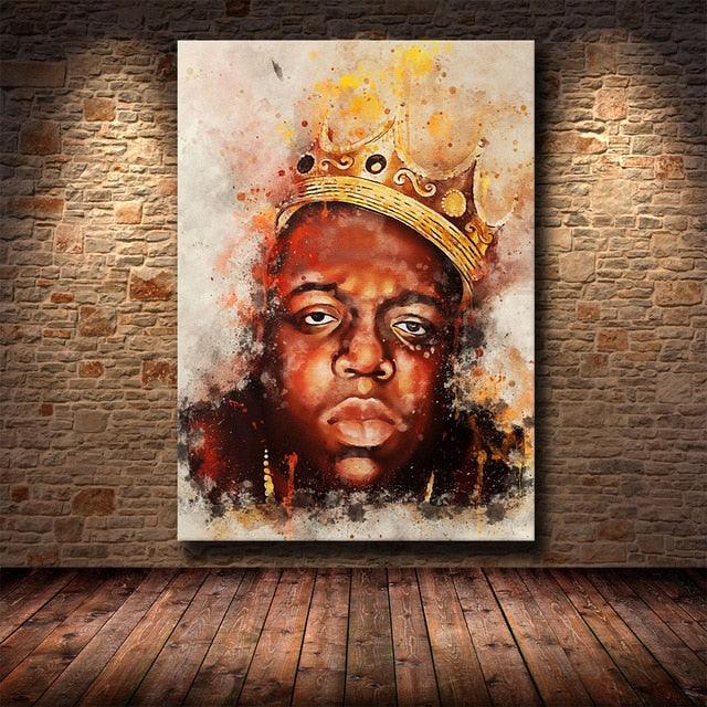 Biggie Smalls With Crown Abstract Painting Poster - Aesthetic Wall Decor