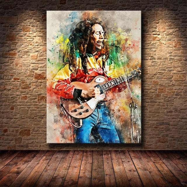 Bob Marley Graffiti Abstract Canvas Painting Poster - Aesthetic Wall Decor