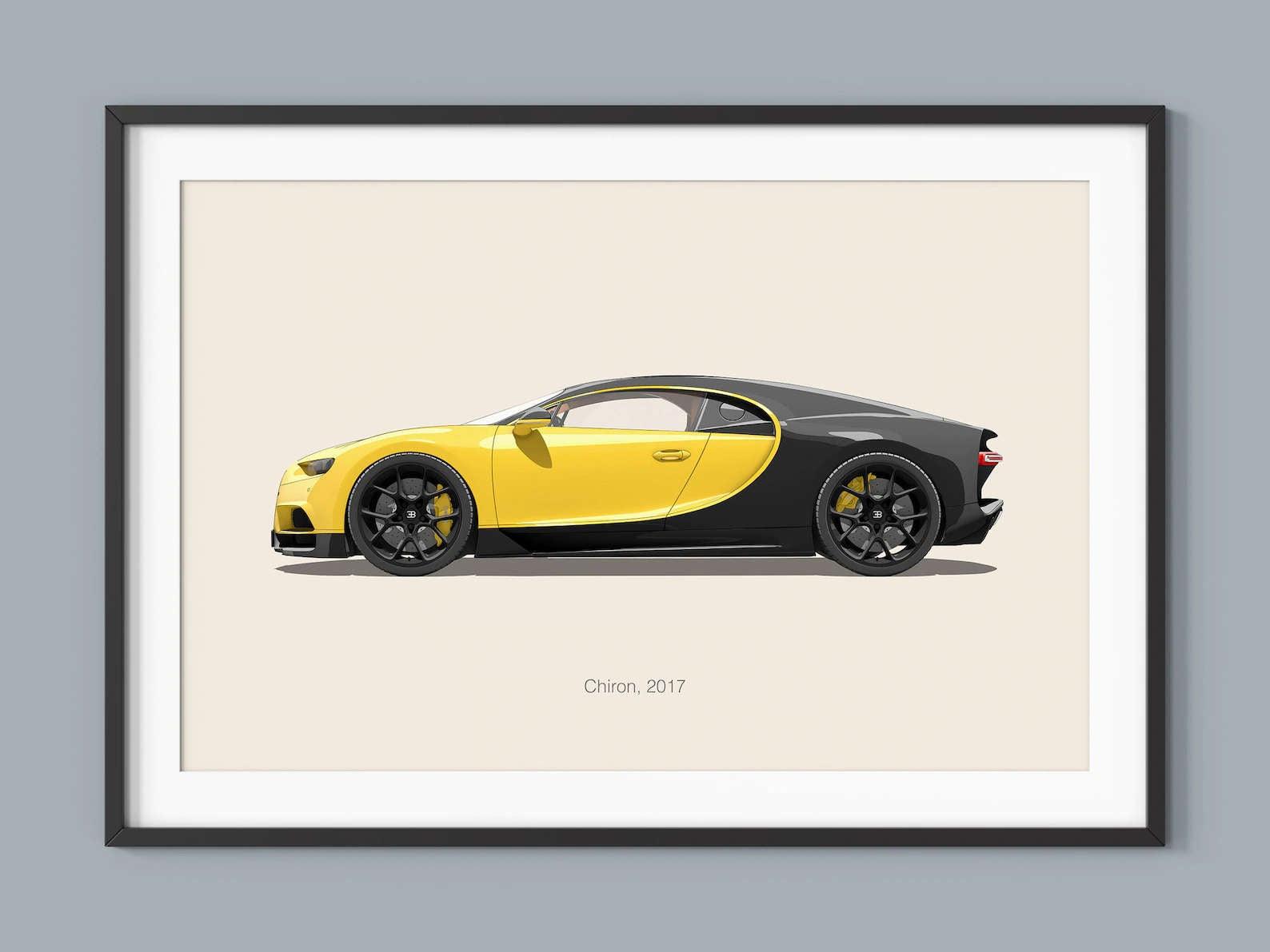 Bugatti Chiron Sports Car Minimalist Poster - Aesthetic Wall Decor