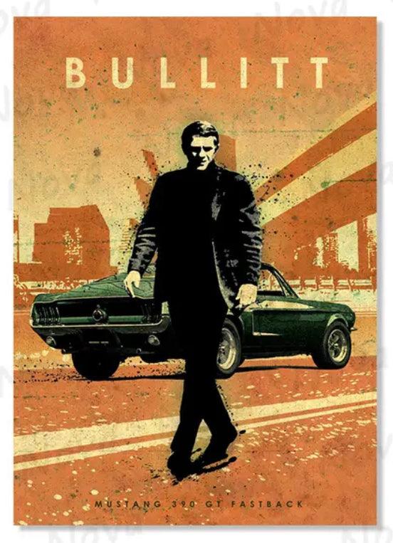 Bullitt Steve McQueen Legends Canvas Print Poster - Aesthetic Wall Decor