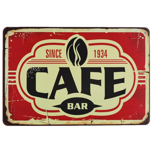 Cafe Bar Since 1934 Retro Metal Sign - Aesthetic Wall Decor
