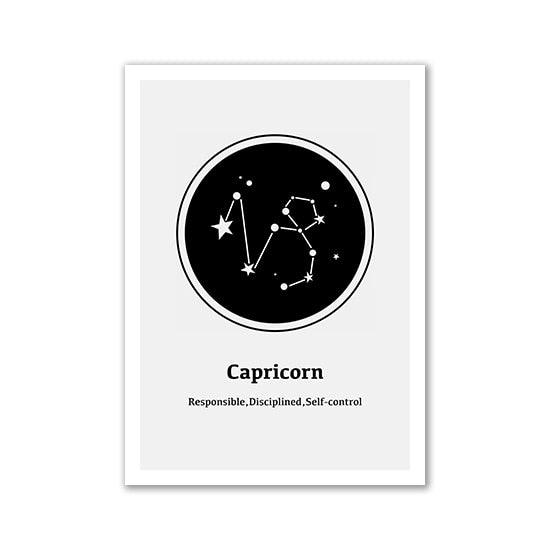 Capricorn Zodiac Sign Horoscope Wall Art Poster - Aesthetic Wall Decor