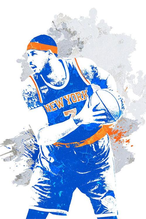 Carmelo Anthony Knicks Splash Painting NBA Wall Art Poster - Aesthetic Wall Decor