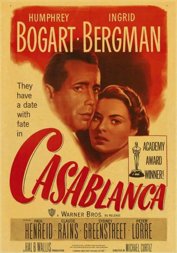 Casablanca Romance Vintage Movie Wall Art Poster - Aesthetic Wall Decor