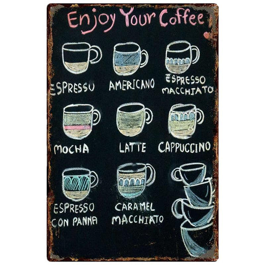 Chalk Board Coffee Menu Cafe/Diner Wall Art Metal Sign - Aesthetic Wall Decor