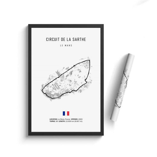 Circuit De La Sarthe Formula 1 Track Minimalist Motorsport Wall Art Poster - Aesthetic Wall Decor