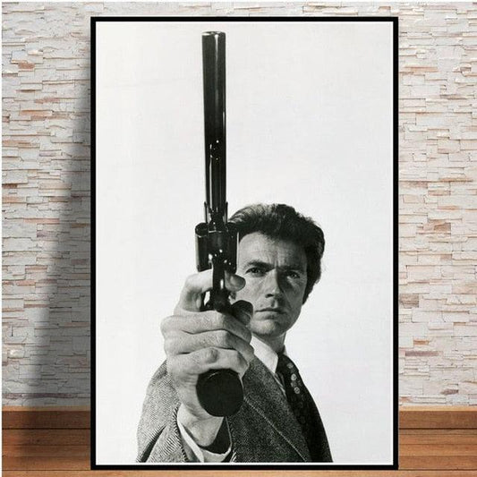 Clint Eastwood Dirty Harry Black and White Movie Wall Art Poster - Aesthetic Wall Decor