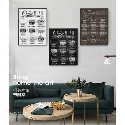 Coffee Menu Cafe Style Coffee Shop Wall Art Poster - Aesthetic Wall Decor