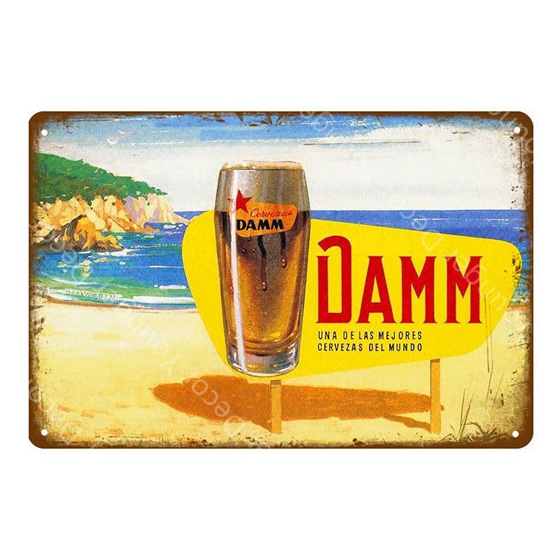 Damm Cervezas Una De Las Mejores Cervezas Vintage Beer Wall Art Metal Sign - Aesthetic Wall Decor