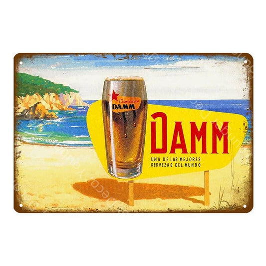 Damm Cervezas Una De Las Mejores Cervezas Vintage Beer Wall Art Metal Sign - Aesthetic Wall Decor