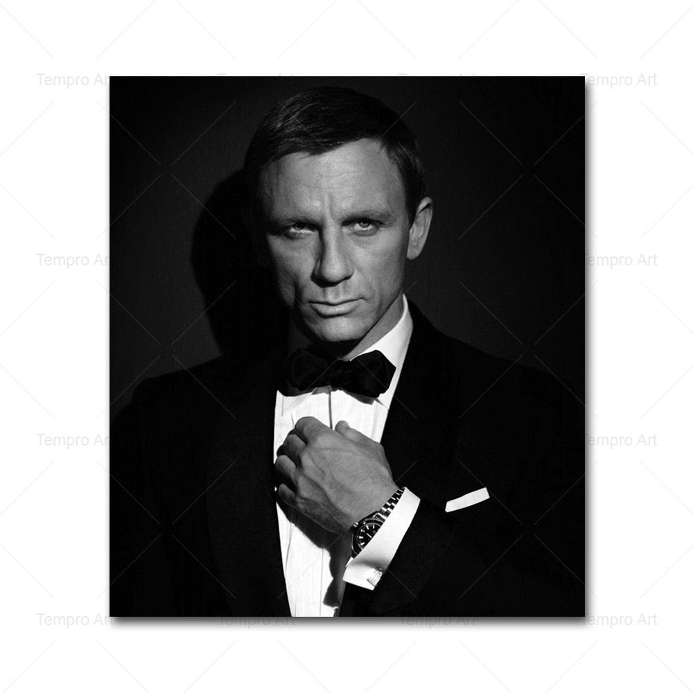 Daniel Craig James Bond Tux Black and White Wall Art Poster - Aesthetic Wall Decor