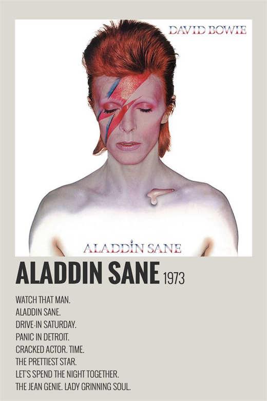 David Bowe Minimalist Aladdin Sane Album Poster - Aesthetic Wall Decor