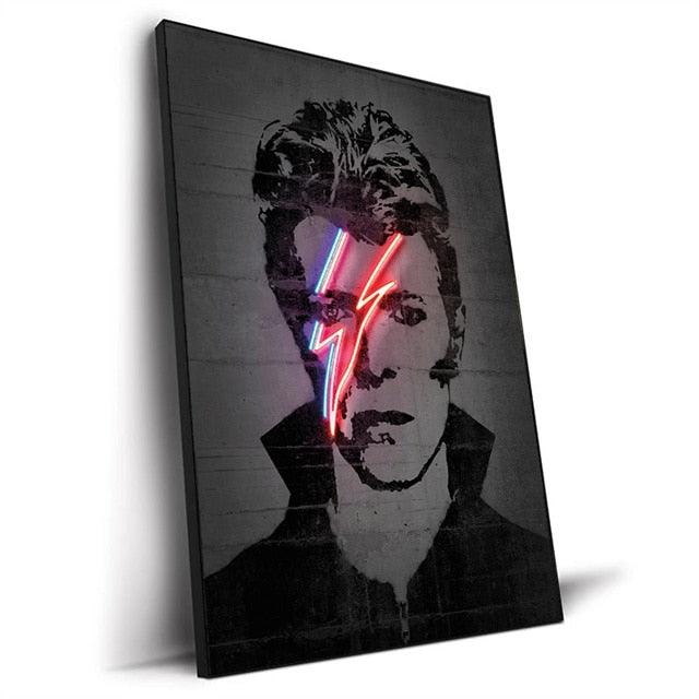 David Bowe Rock Abstract Neon Effect Wall Art Poster - Aesthetic Wall Decor