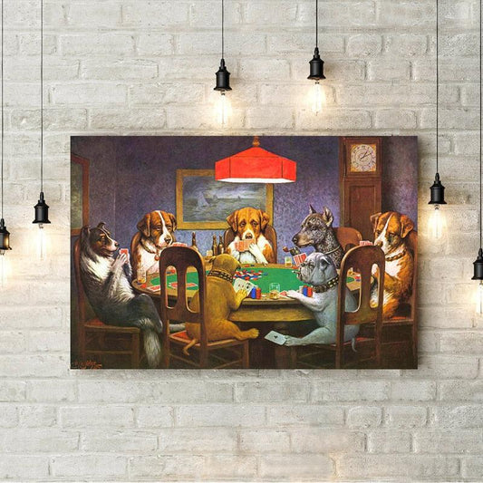 Dogs Playing Poker Funny Wall Art Poster - Aesthetic Wall Decor