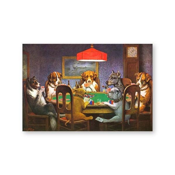 Dogs Playing Poker Funny Wall Art Poster - Aesthetic Wall Decor