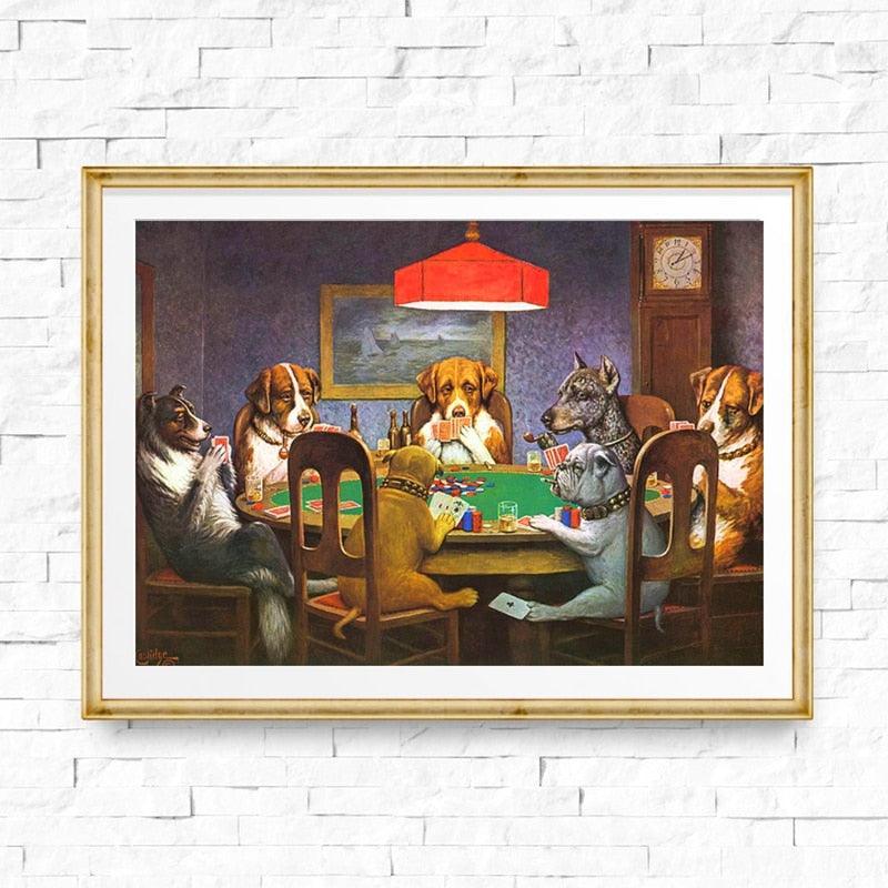 Dogs Playing Poker Funny Wall Art Poster - Aesthetic Wall Decor