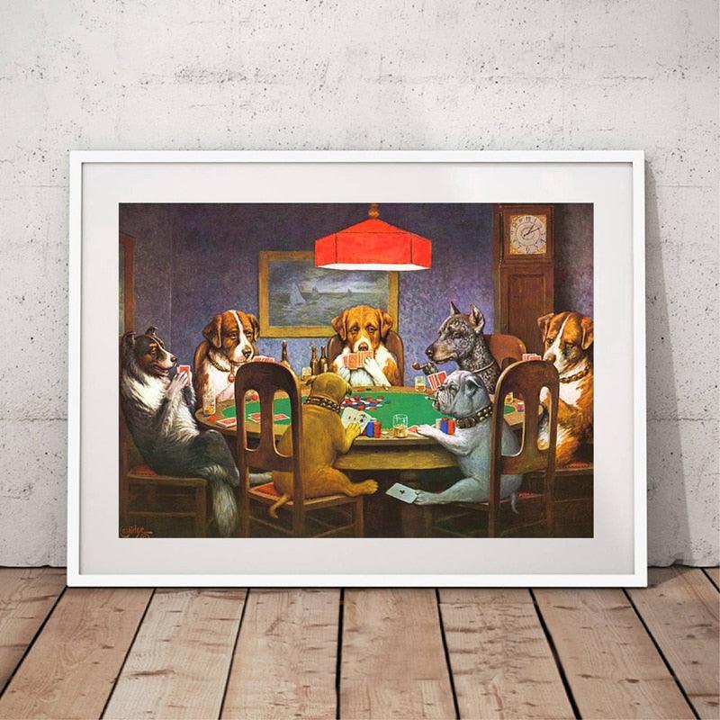 Dogs Playing Poker Funny Wall Art Poster - Aesthetic Wall Decor