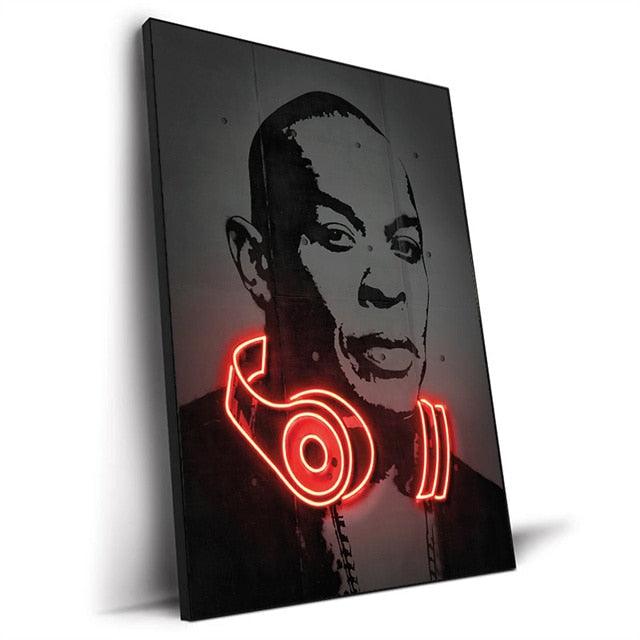 Dr. Dre Beats Hip/Hop Abstract Neon Effect Wall Art Poster - Aesthetic Wall Decor