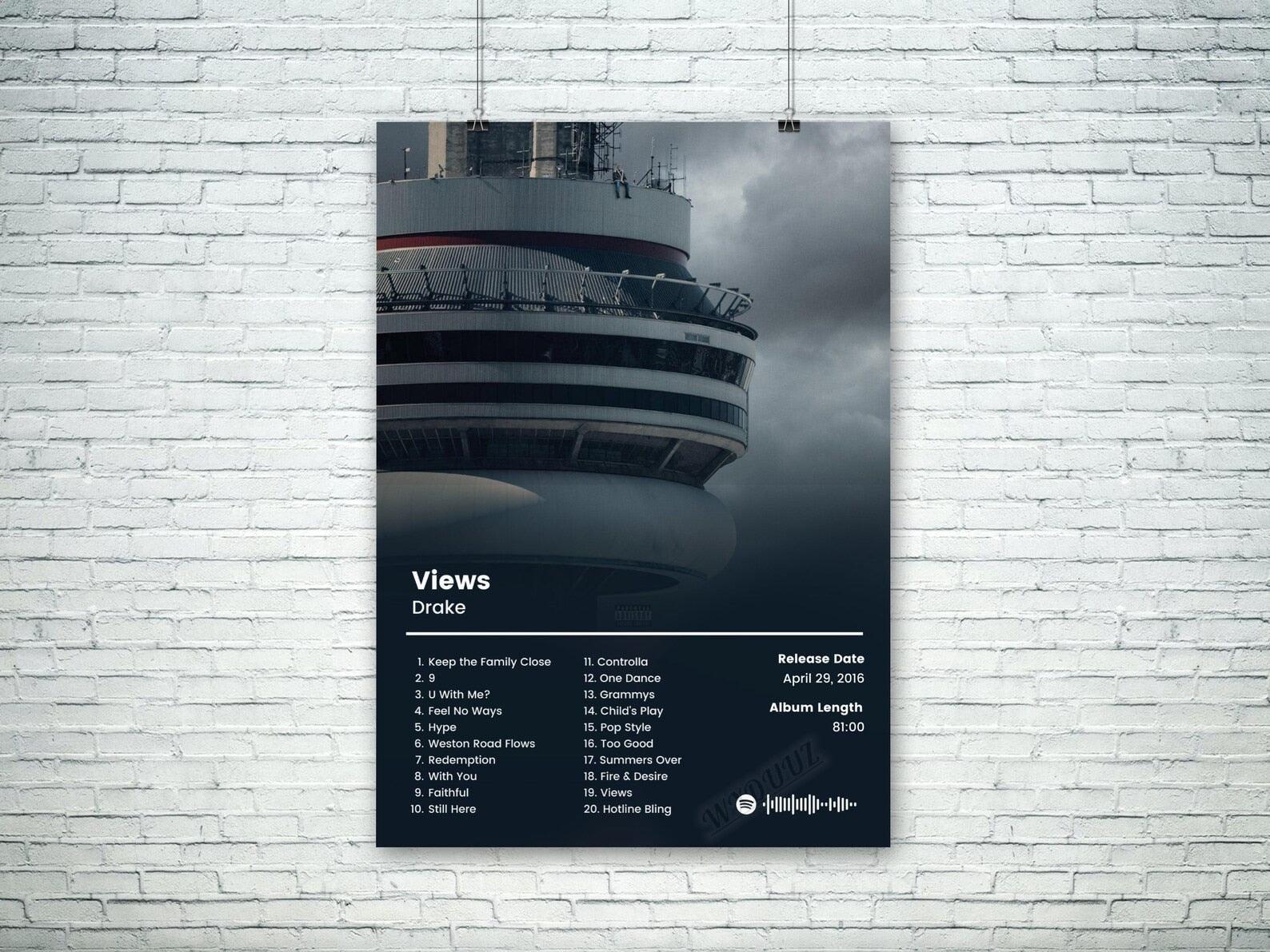Drake Views Rap Music Album Cover Wall Art Poster - Aesthetic Wall Decor