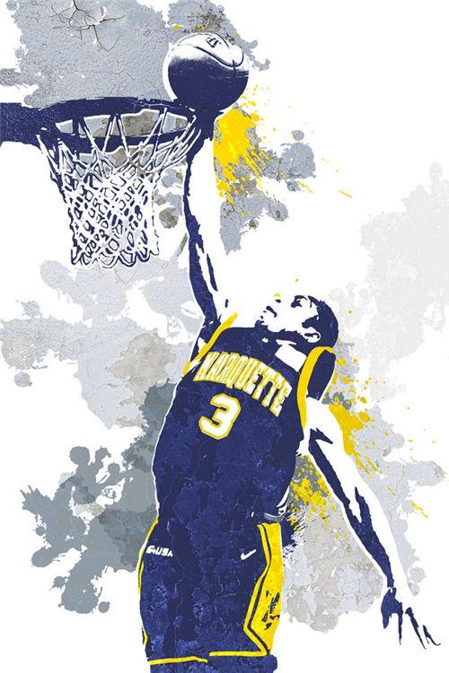 Dwyane Wade Marquette Splash Painting Wall Art Poster - Aesthetic Wall Decor