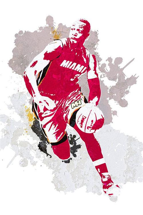 Dwyane Wade Miami Heat Splash Painting NBA Wall Art Poster - Aesthetic Wall Decor