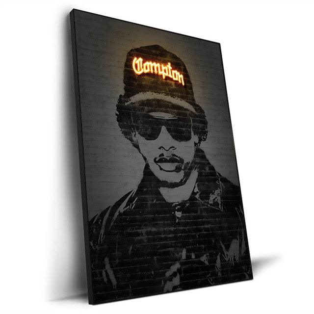 Eazy-E NWA Compton Rap Abstract Neon Effect Wall Art Poster - Aesthetic Wall Decor