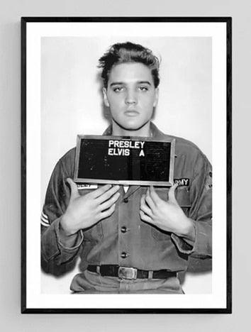 Elvis Presley Black and White Mug Shot Wall Art Poster - Aesthetic Wall Decor