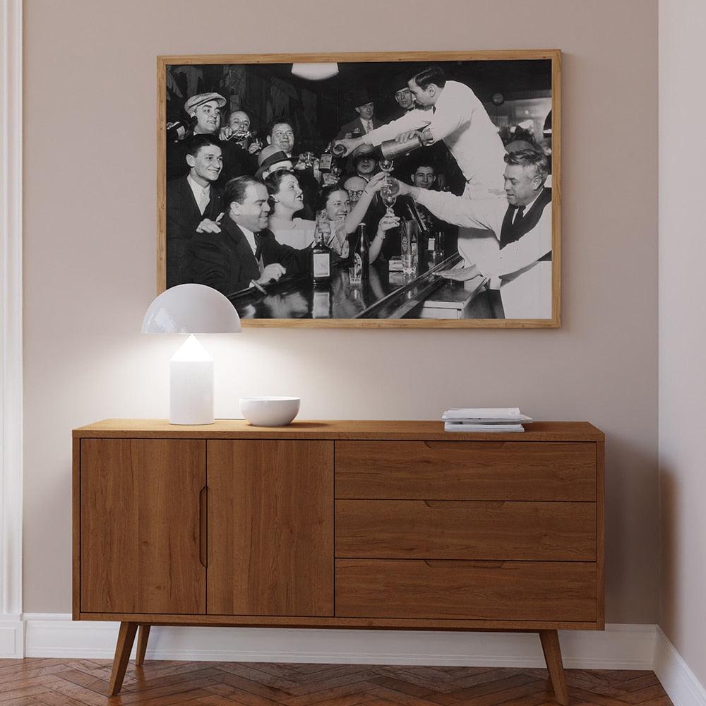 End of Prohibition Iconic Black and White Vintage Bar Decor Poster - Aesthetic Wall Decor