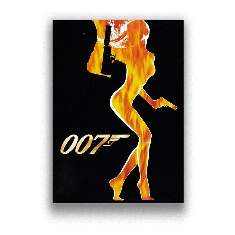 Flame Girl 007 James Bond Movie Poster - Aesthetic Wall Decor