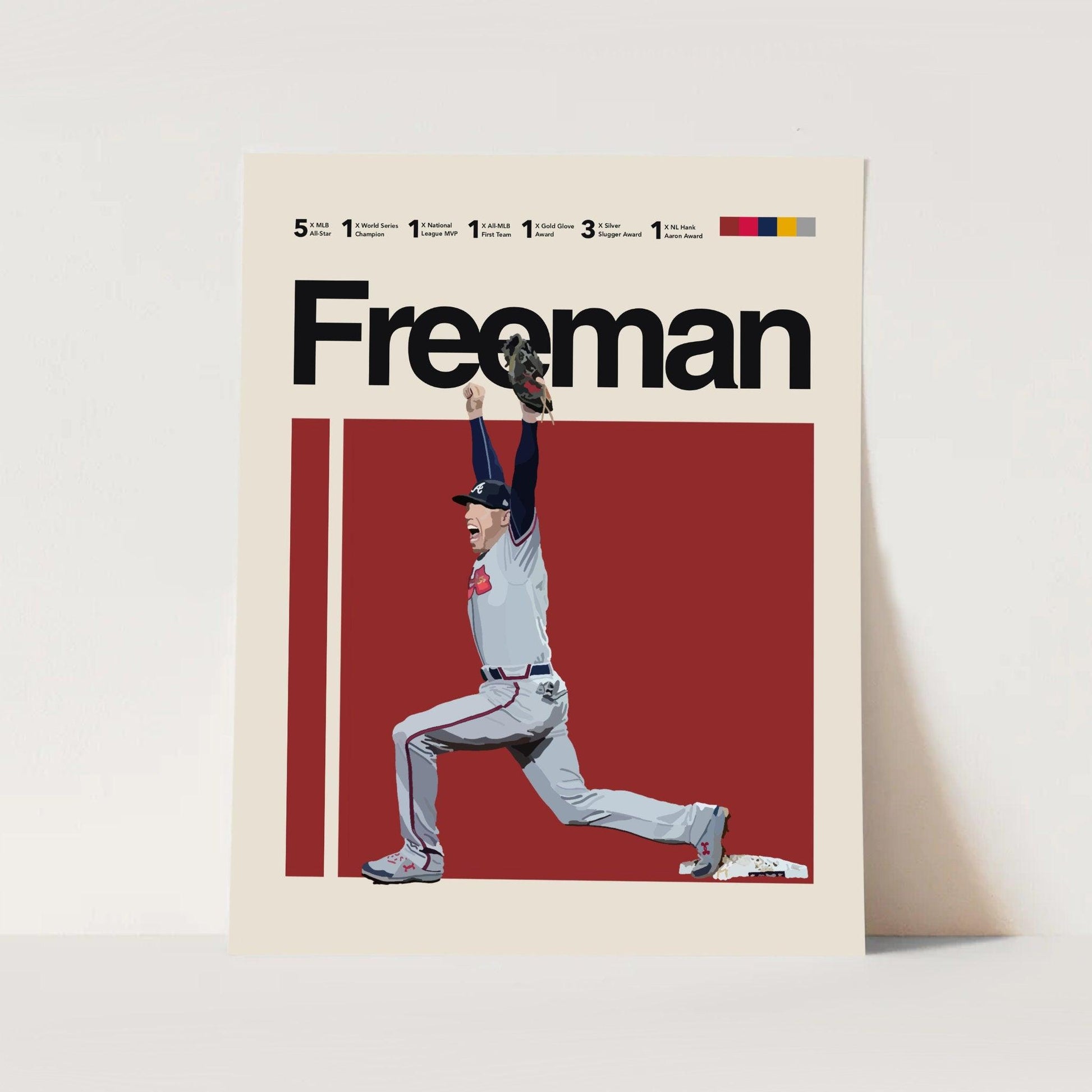Freddie Freeman MLB Baseball Braves Athlete Sports Minimalist Wall Art Poster - Aesthetic Wall Decor