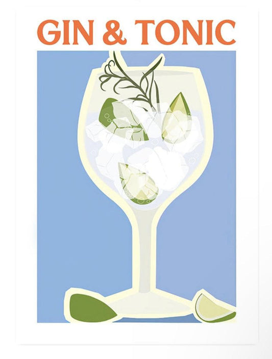 Gin and Tonic Bar Decor Cocktail Wall Art Poster - Aesthetic Wall Decor
