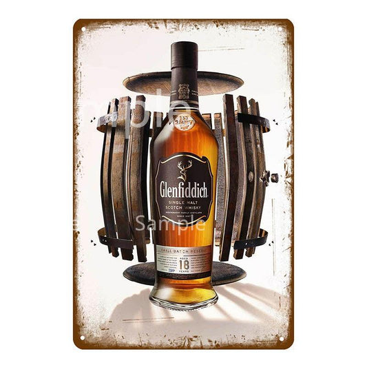 Glenfiddich Bottle Vintage Bar Decor Metal Sign - Aesthetic Wall Decor