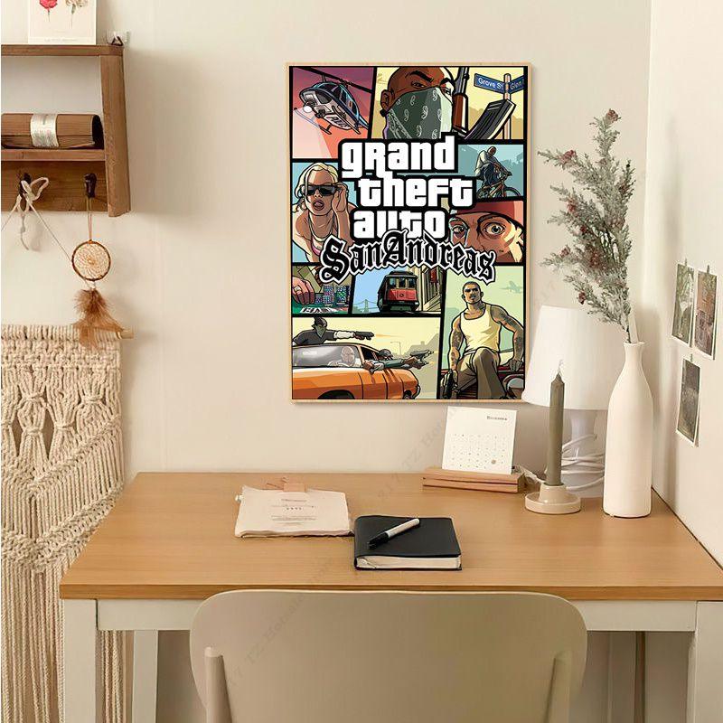 Grand Theft Auto San Andreas Video Game Classic Wall Art Poster - Aesthetic Wall Decor