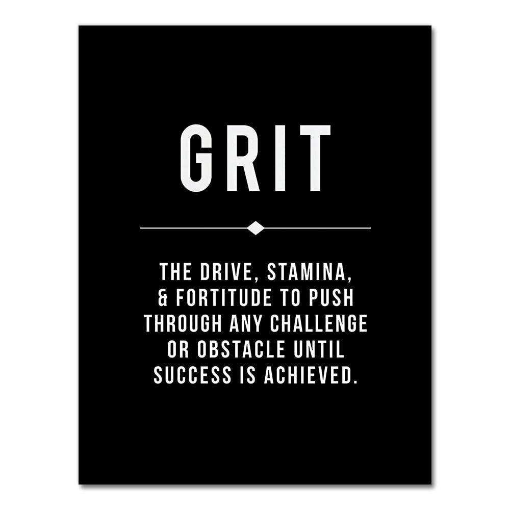 Grit Motivational Wall Art Quote Print Poster - Aesthetic Wall Decor