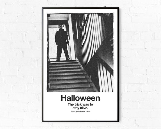 Halloween Black and White Minimalist Movie Poster - Aesthetic Wall Decor