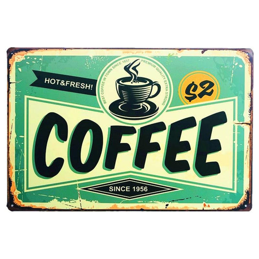 Hot & Fresh Coffee House Wall Art Metal Sign - Aesthetic Wall Decor