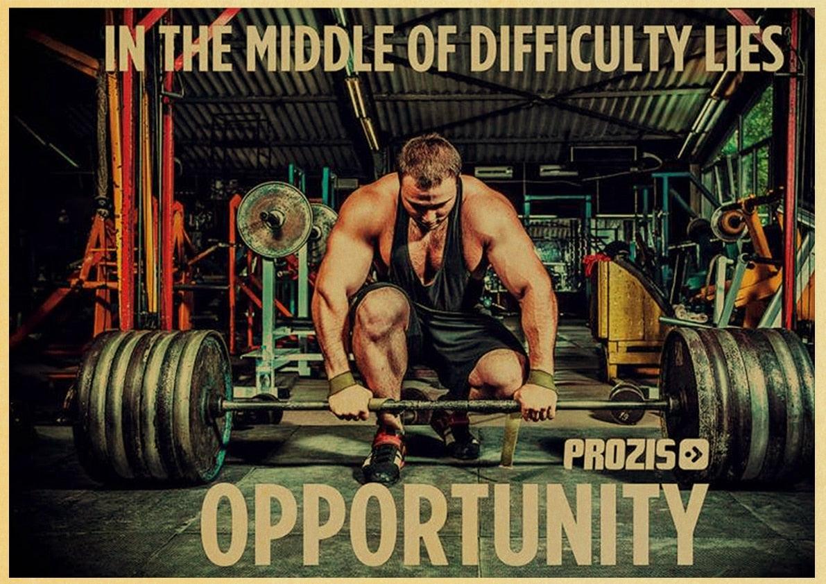 In the Middle of Difficulty Lies Opportunity- Motivational Quote Gym Wall Art Poster - Aesthetic Wall Decor