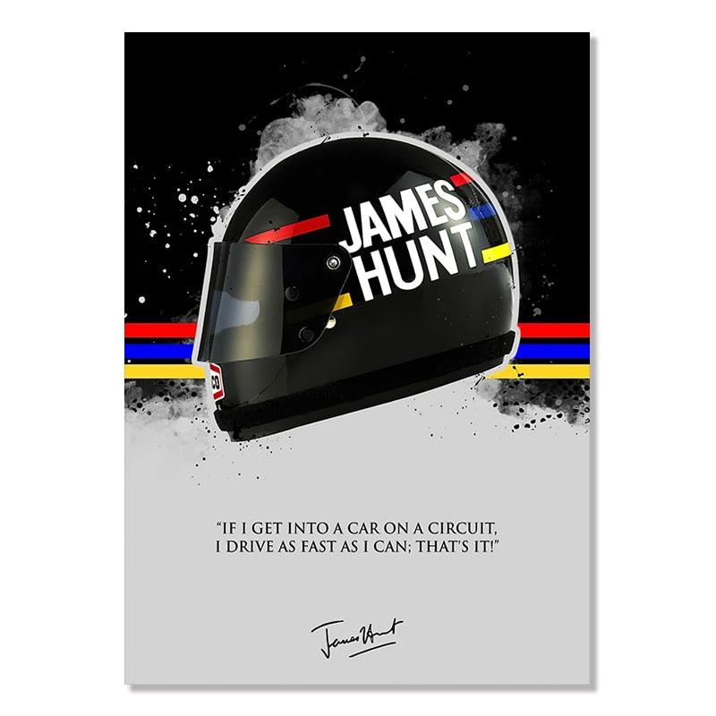 James Hunt Formula 1 Helmet Wall Art Poster - Aesthetic Wall Decor