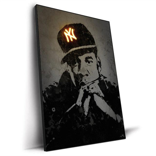 Jay-Z New York Yankees Hip/Hop Abstract Neon Effect Wall Art Poster - Aesthetic Wall Decor