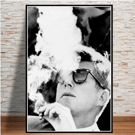 JFK Cigar Black and White Poster - Aesthetic Wall Decor