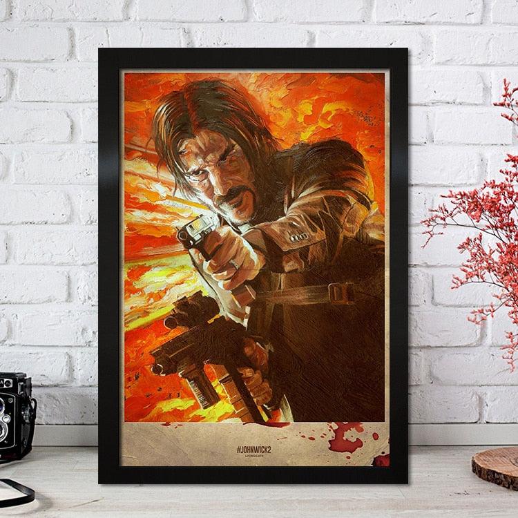 John Wick Keanu Reeves Abstract Painting Movie Wall Art Poster - Aesthetic Wall Decor