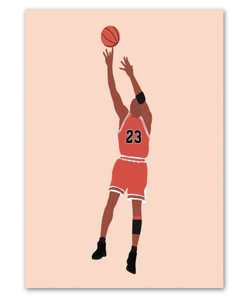 Jordan Fadeaway Faceless Minimalist NBA Wall Art Poster - Aesthetic Wall Decor