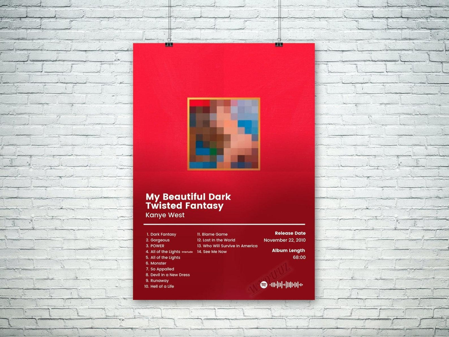 Kanye West My Beautiful Dark Twisted Fantasy Rap Music Album Cover Poster - Aesthetic Wall Decor