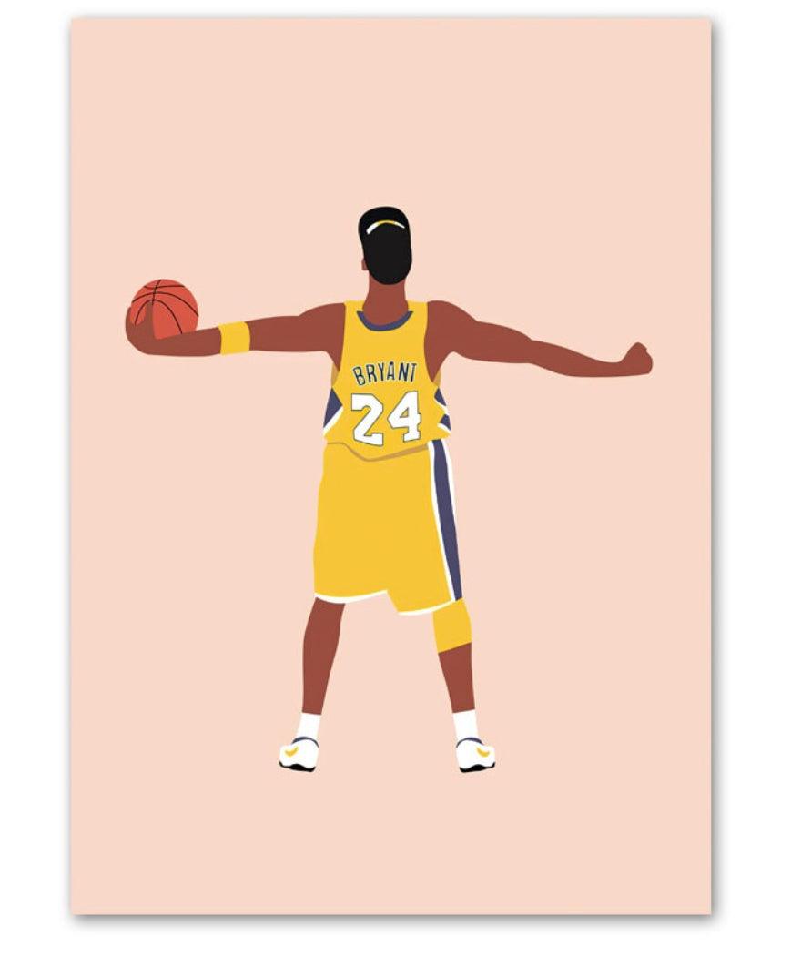 Kobe Bryant Celebrating NBA Wall Art Faceless Minimalist Canvas Print Poster - Aesthetic Wall Decor