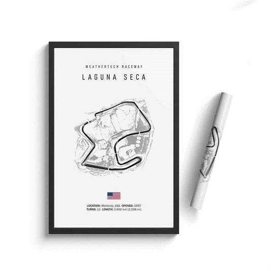 Laguna Seca Formula 1 Track Minimalist Motorsport Wall Art Poster - Aesthetic Wall Decor